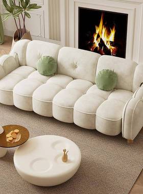 朵布艺沙发小户型简排约现代客厅油风果绿色FMI云横三人位直排奶