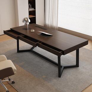 4OZAI意式书极简全实木书桌椅组合现用代简约家卧室房字写台办公