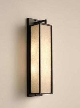 新中式壁道客厅电视墙灯卧室头布艺IVG壁灯简灯约现代复古过楼梯