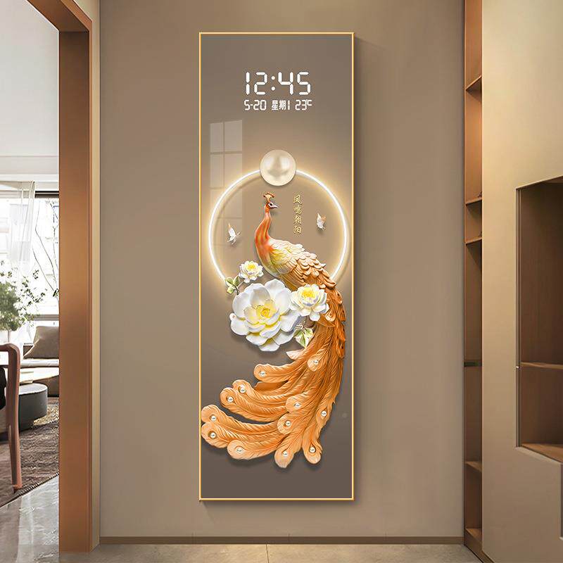 寓意好玄装饰表画新中式ED灯发光电子屏时钟壁XY848289画关客厅L