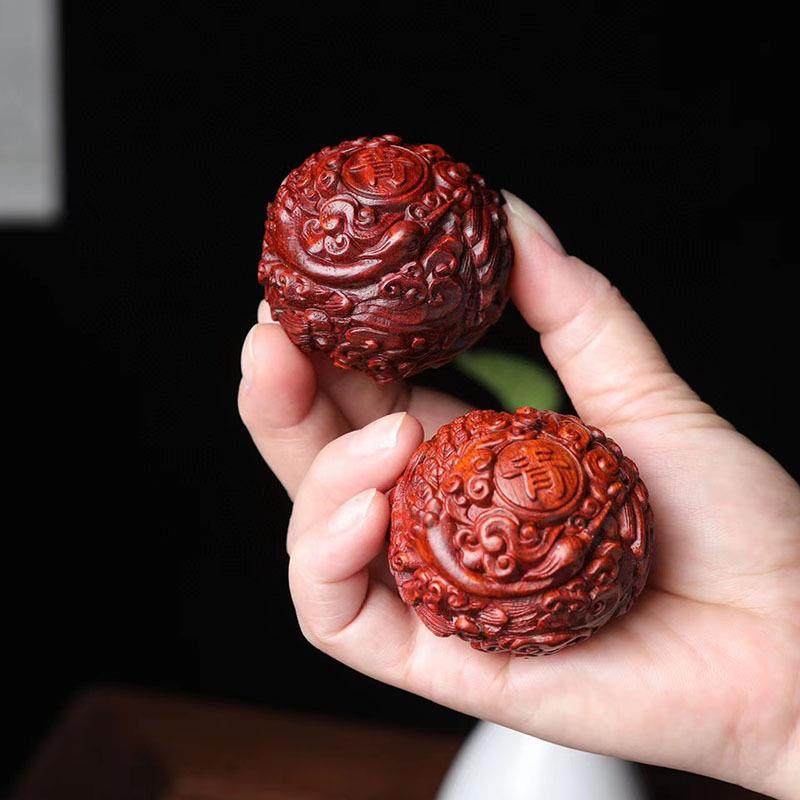 叶艺木仙居小紫檀BVQ步手青云把件实平木保健球中老年人文玩送礼
