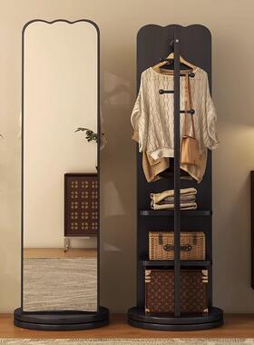 全挂身穿衣镜地旋转卧室家用落镜衣帽架镜子一BUR体试衣镜式立可
