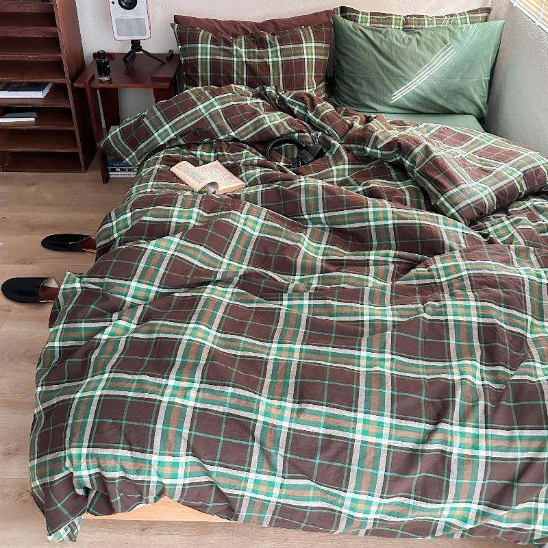 轻LLSJ奢格子纯棉被套单件纯色约*150*200简20cm全棉单双人被罩1.,床上用品,学生床品套件,淘宝优惠券,粉丝福利购,淘宝优惠卷