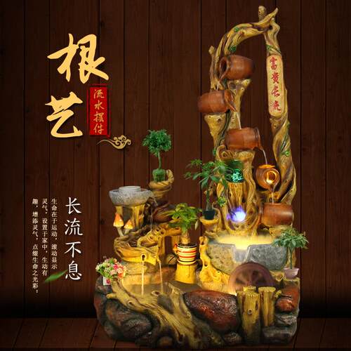 中式葫AVZ流水喷泉家居客厅水阳台/办公景室装品加湿器芦玄饰关摆