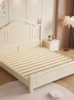QAW美式现代白简约色实床木双人床1.5米公主女孩婚1.8床卧室主卧