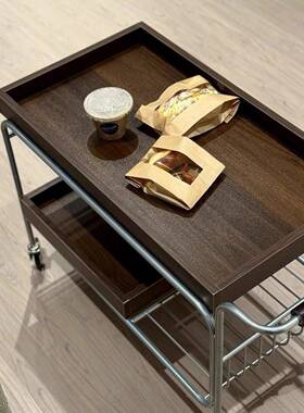 复古茶小水车网红实木沙发几中古日式WNH可移动茶几客厅边边推柜