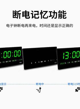河创大ELED数静码电子万年历客厅挂钟KUE音夜光绿色字时钟表HC屏-