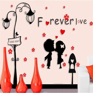 路灯下 饰品M148 情人压克力立体3D水晶墙贴电视背景墙客厅卧室装