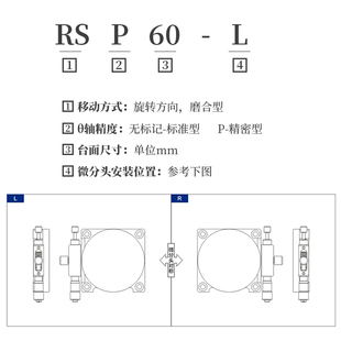 125手动角度分度盘旋转微调移动滑台 R轴位移平台RS60