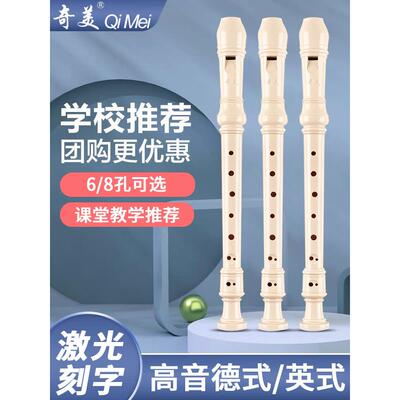 罗兰竖笛6孔8孔德国高音g英国高音B巴洛克八孔六孔儿童初级长笛