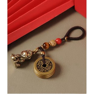 纯铜十二生肖猴子钥匙扣属猴挂件钥匙链金属饰品小吊坠吉祥物挂饰