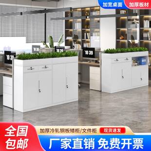 办铁锁公室钢制矮柜文件柜槽柜办公桌边柜隔断柜带STJ 888加厚皮