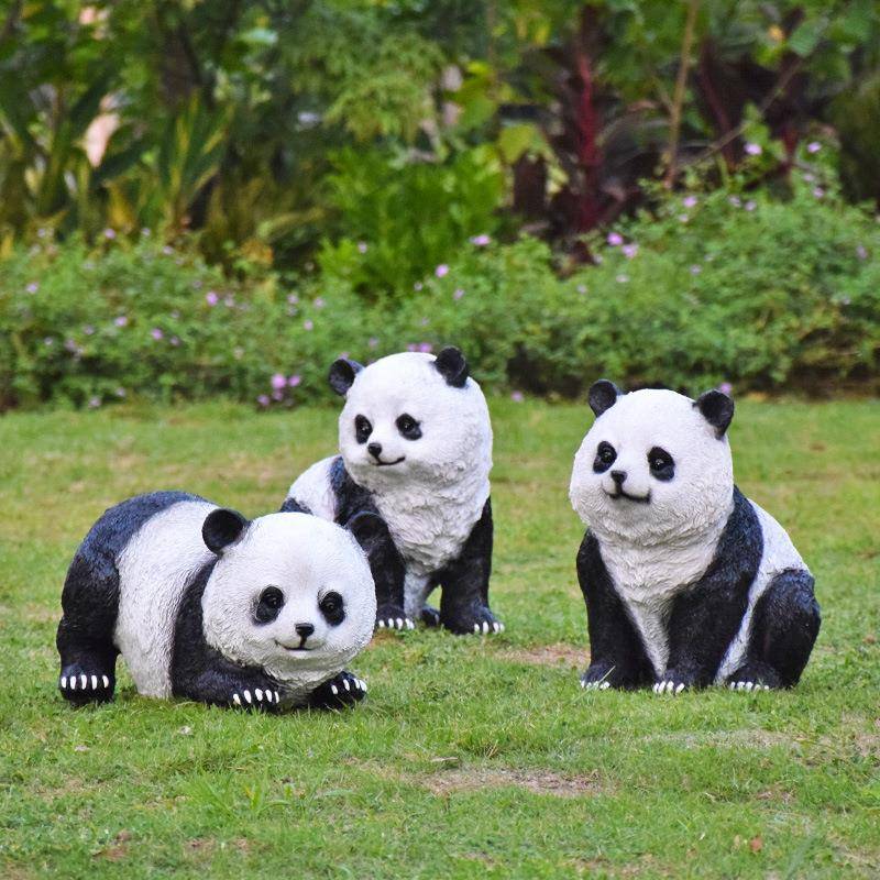 仿熊猫摆件园林景观雕塑幼儿真园户动物草坪景区花园外院装饰IOO