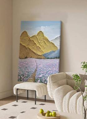 玄关装饰入户正JDH对门背画靠金山手绘油画客厅象花田景肌风理抽