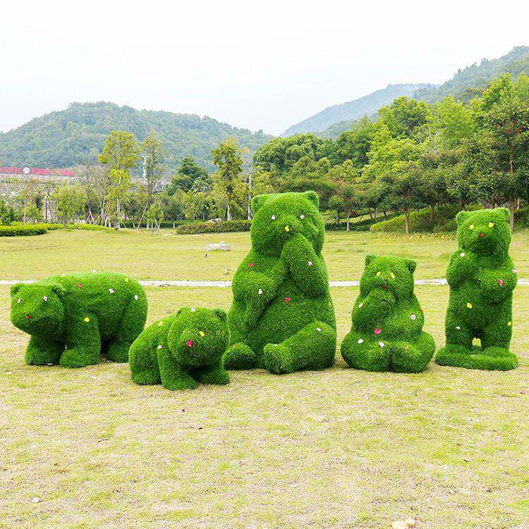 卡饰草皮熊猫通仿真装动物玻璃绒林园雕熊猫植草园林景观塑幼儿园