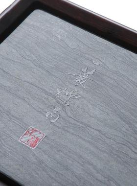 即约圆干湿两茶盘简干盘家用茶具茶台排水式竹框泡茶用TM667834盘