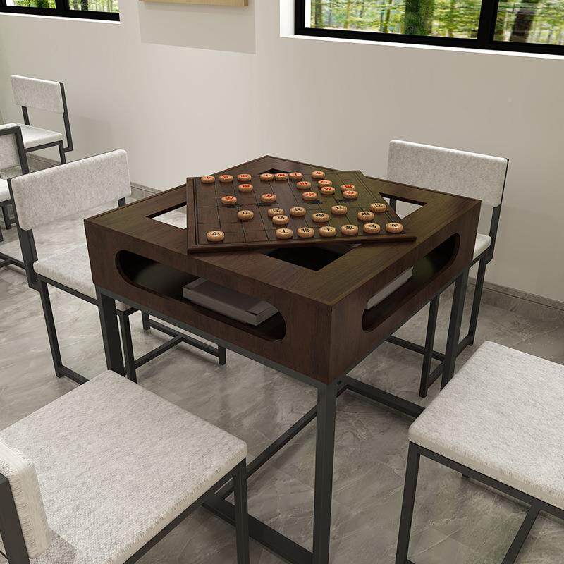 新中式象棋动桌围下棋桌两用形QLU棋盘桌老年活室休闲茶室棋方桌