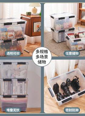 #包邮家用封收纳透明箱车载塑料密整理衣服收M055M503纳箱子储物