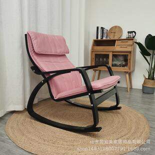 波jym昂摇椅黑木框逍椅子阳台用摇遥摇椅午休老人躺椅客厅椅实椅