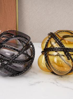 创意baochen-艺术摆件桌样面板间艺装家饰品水晶麻团摆设居软装工