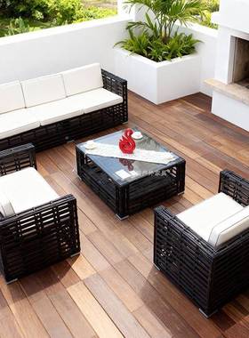 XZ2FA19户外沙发庭院VKN别墅园露天阳台休闲花藤编组沙发合室外防