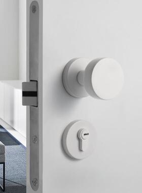 白色简约卧用室型门锁家通用室内磁吸静音门锁分体隐形简约锁木门