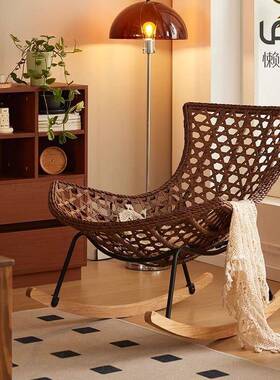 椅式藤编龙虾椅户4BSmS54w外休单闲人躺椅网红爆款阳美台藤新款