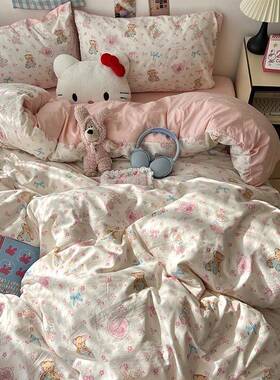 A品类纯棉四件套款床上用全棉床单被套被罩床笠学生舍三宿件51884