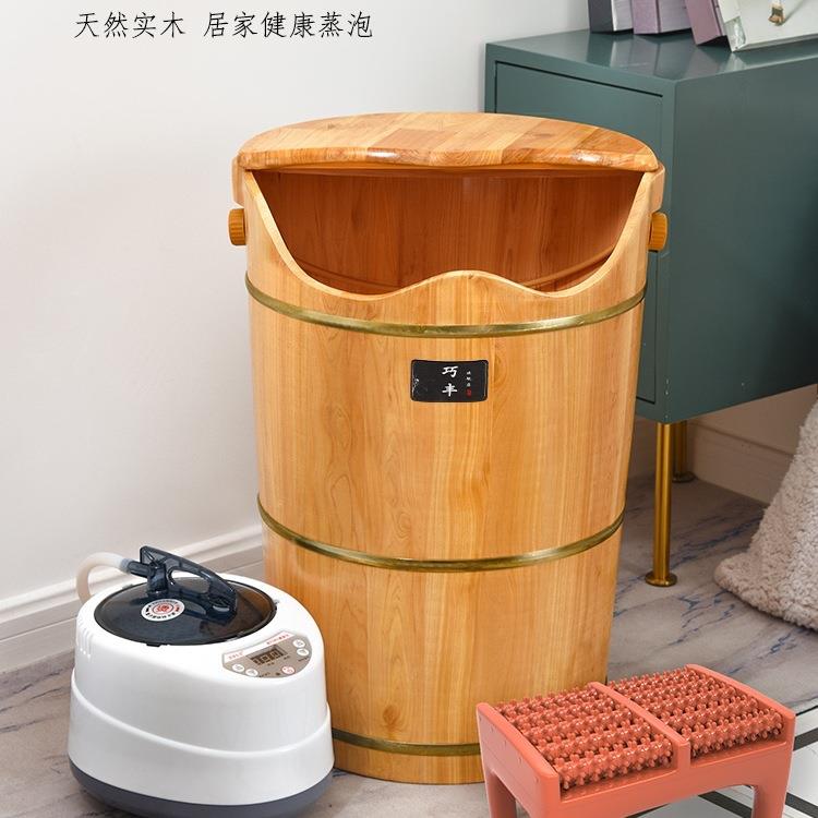 泡脚木桶家用实962深木洗脚木桶加热质熏蒸桶过膝恒温木高桶足浴