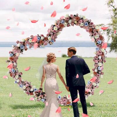 新庆16888888婚铁艺架心形件舞台装饰款拱门花架路引爱婚礼求婚布