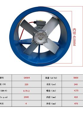 烘耐DEO温高轴流风机4号220V0.75kw燥干专用木材烘干房干箱用