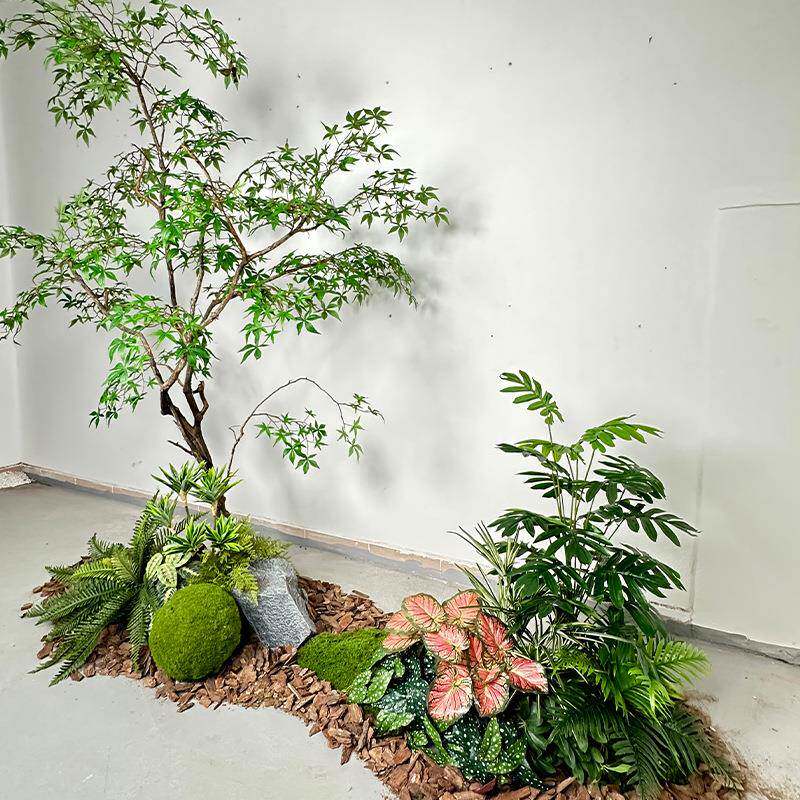 大仿真绿枫树3枫型景件观室内端装饰高摆假树盆景中式枯山水造景
