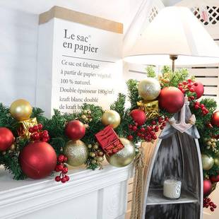 圣诞2.7米藤节装380条饰品挂饰花环门挂圣诞树布摆件橱窗场景置