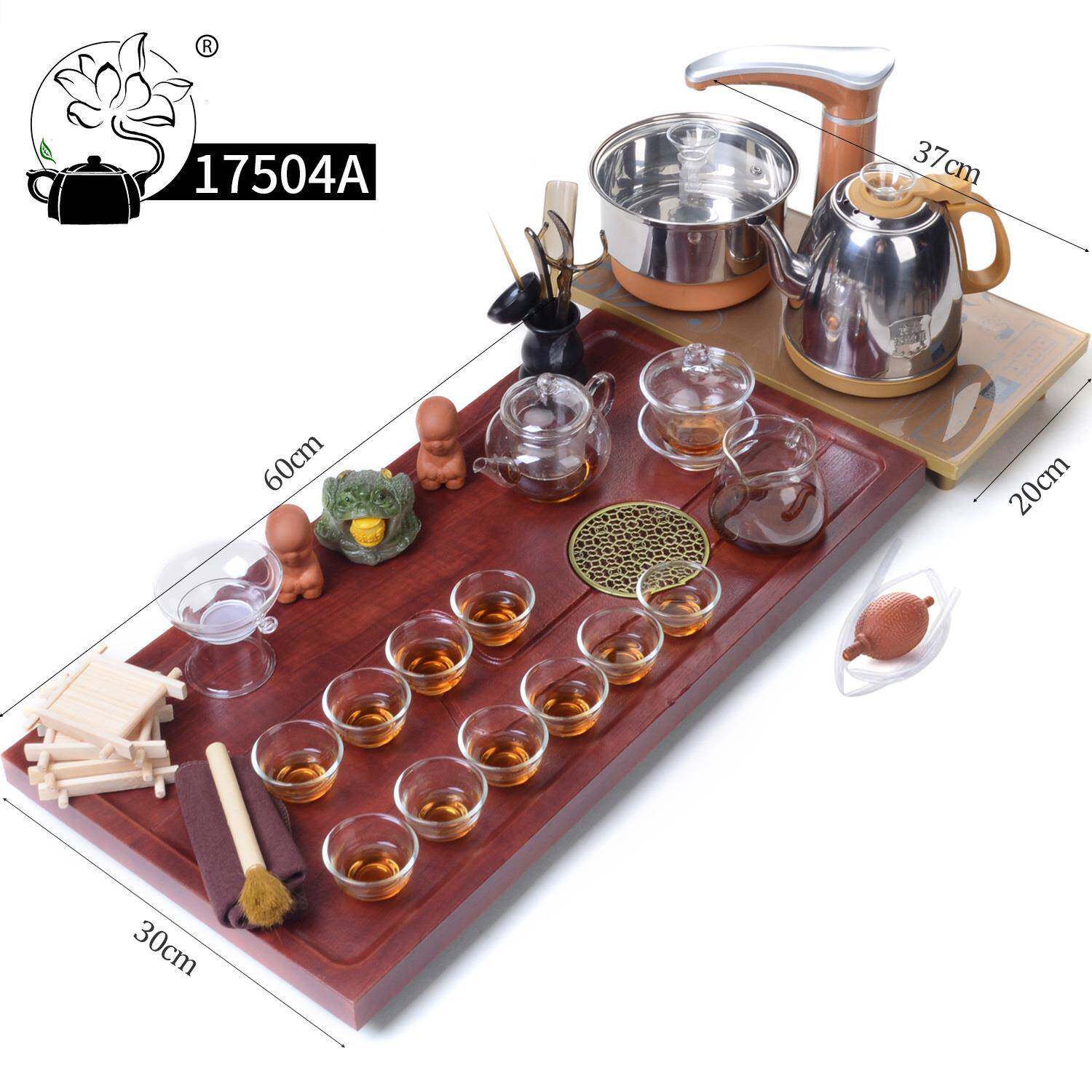 175全自动茶具套装家用办公会客整套茶盘实木一体大茶台排水现代