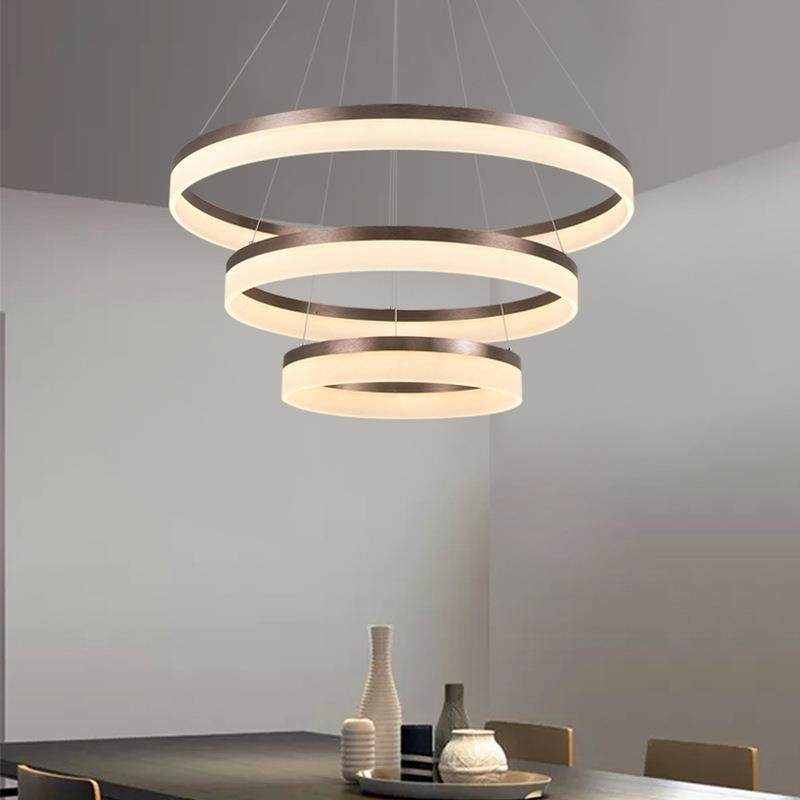 大气led餐厅灯简约现代灯罩吊灯个性色铝材圆形饭厅灯吧台灯饰