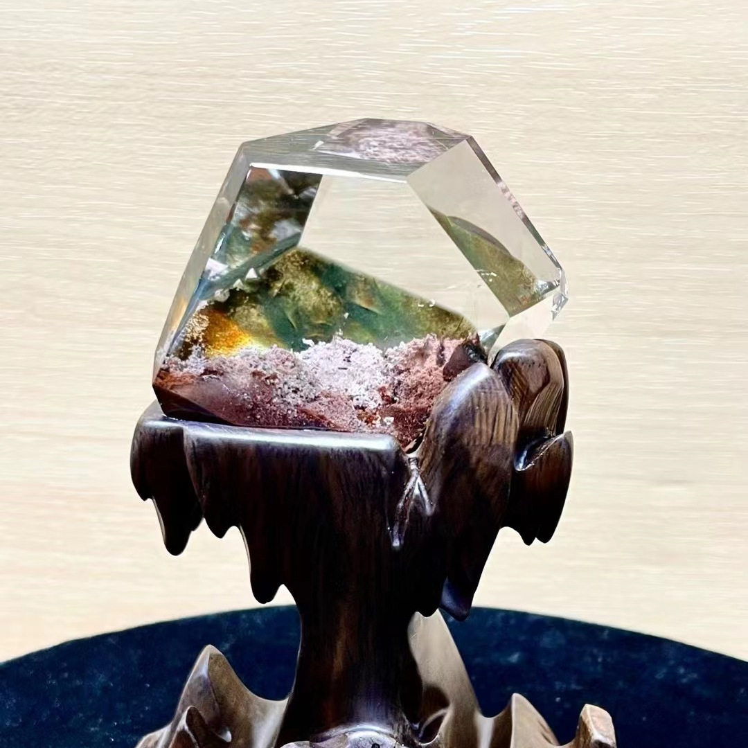 天然水晶红绿幽灵景石观赏石千层山幽灵金字塔幽灵原石摆件