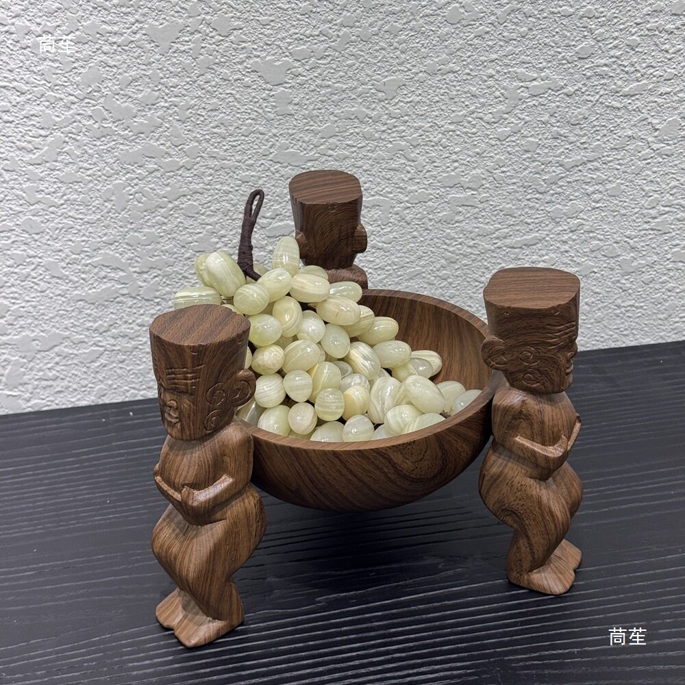 中古风样板间售楼处洽谈桌非洲人物小果盘茶几桌面干果收纳盘摆件