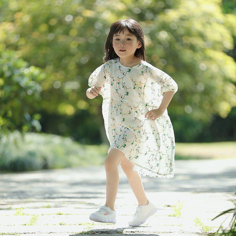 喀西米女童连衣裙宽松旅游摄影童装夏装小女孩子过膝长裙仙气童裙