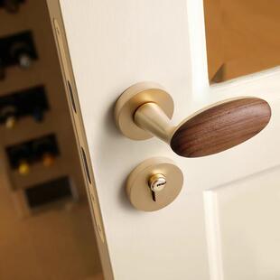 中古风卧室门锁室内房间木门房门锁古铜色磁吸静音法式复古门把手