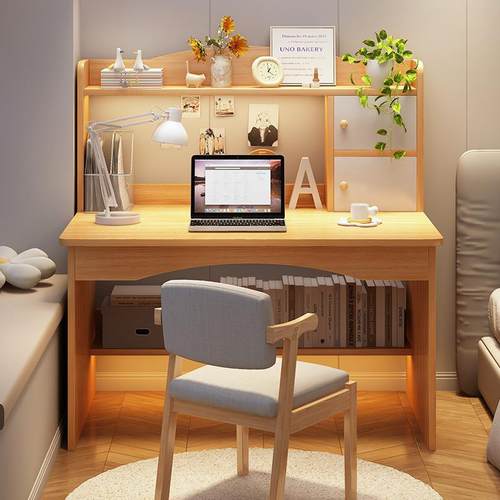 书桌书架一体桌简约电脑桌简易办公桌家用学习桌小户型卧室窄桌子