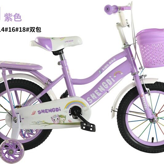 儿童自行车小孩脚踏车12/14/16/18寸轻便女式单车16寸桃红公主款