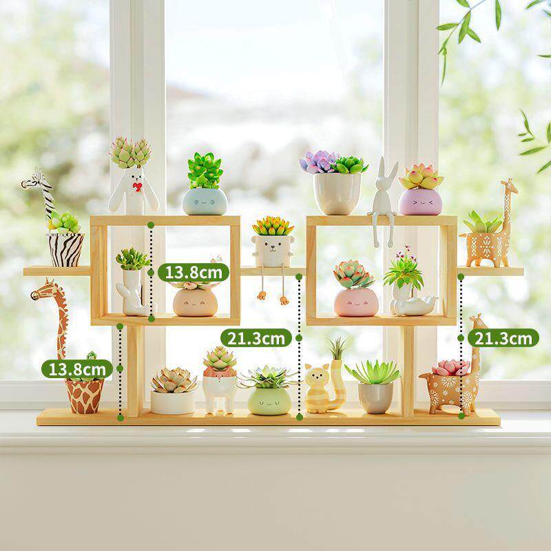 桌面多层小花架多肉实木飘窗阳台客厅办公室花盆架子置物装饰绿植