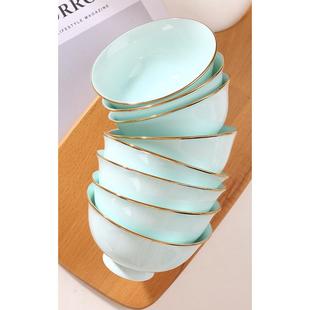 10个装家用吃饭中式米饭碗组合套装骨瓷金边碗大号汤碗面碗瓷碗