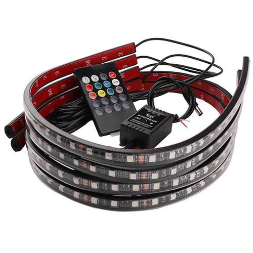 热销90*120CM汽车RGB七彩遥控音乐声控灯氛围灯底盘灯防水灯