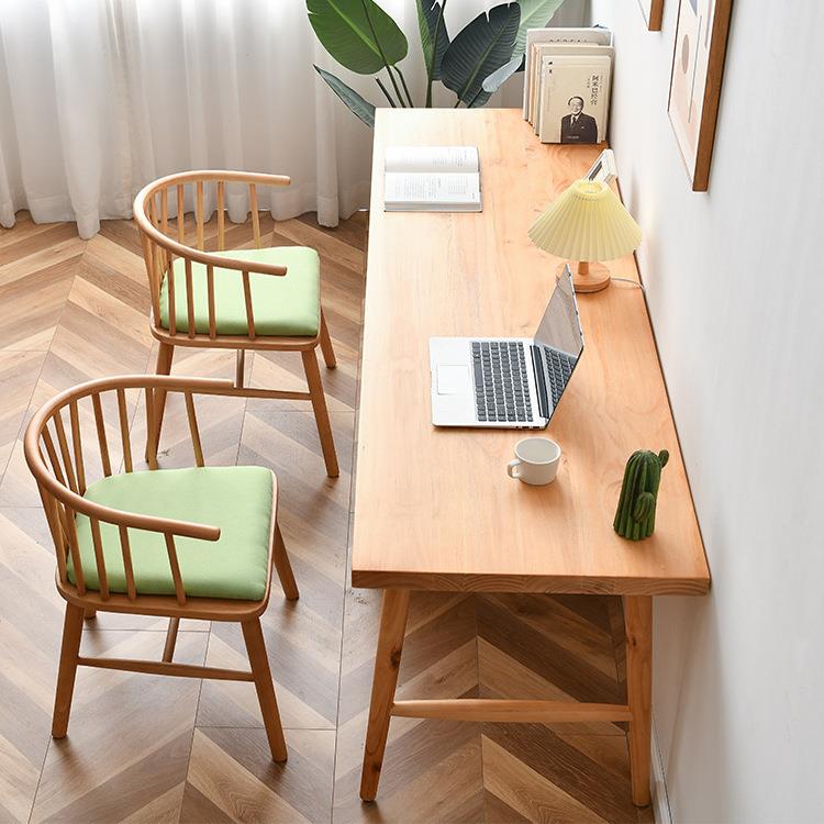 北欧实木书桌家用书房创意电脑桌小户型卧室靠墙窄桌长条桌椅组合