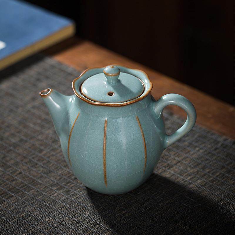 天青汝窑茶壶单壶汝瓷开片锦上添花过滤泡茶壶茶杯子小套装冲茶器