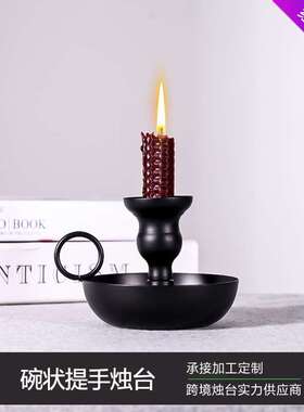 Candle holder 美式AMZ婚庆聚会家居摆件 跨境黑色金属铁艺烛台