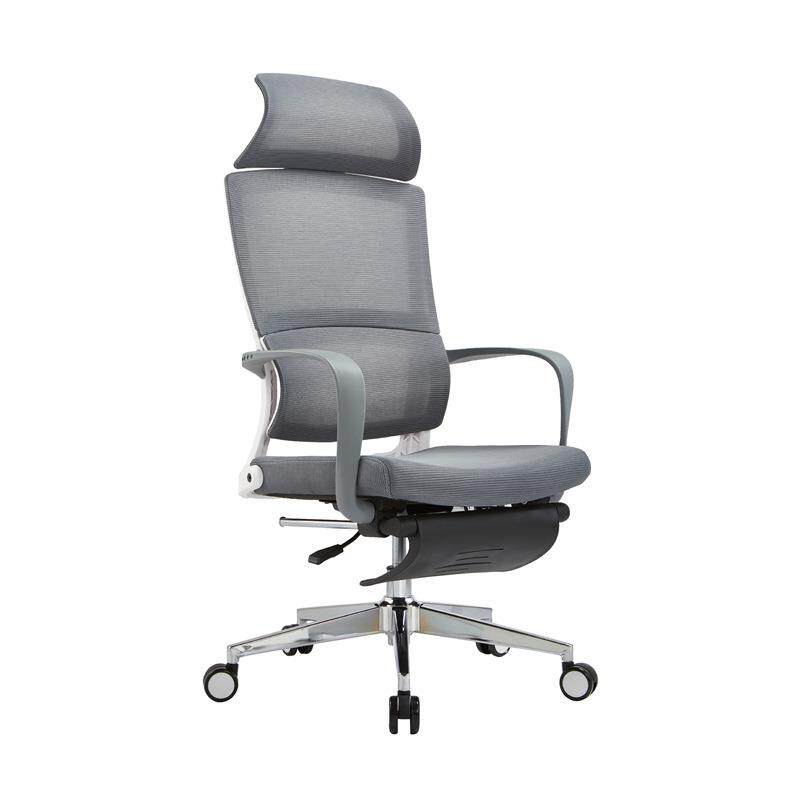 带头枕办公经理椅主管椅腰部承托电脑椅脚踏可躺午休椅网布职员椅