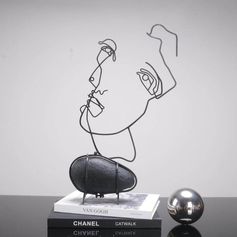 现代摆件创意抽象金属人物线条雕塑仿石头底座桌面样板间艺术摆设,农用物资,其他肥料,淘宝优惠券,粉丝福利购,淘宝优惠卷