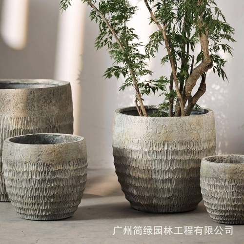 镁泥花盆复古艺术客厅商场室内外落地北欧特大号绿植物盆栽水泥盆
